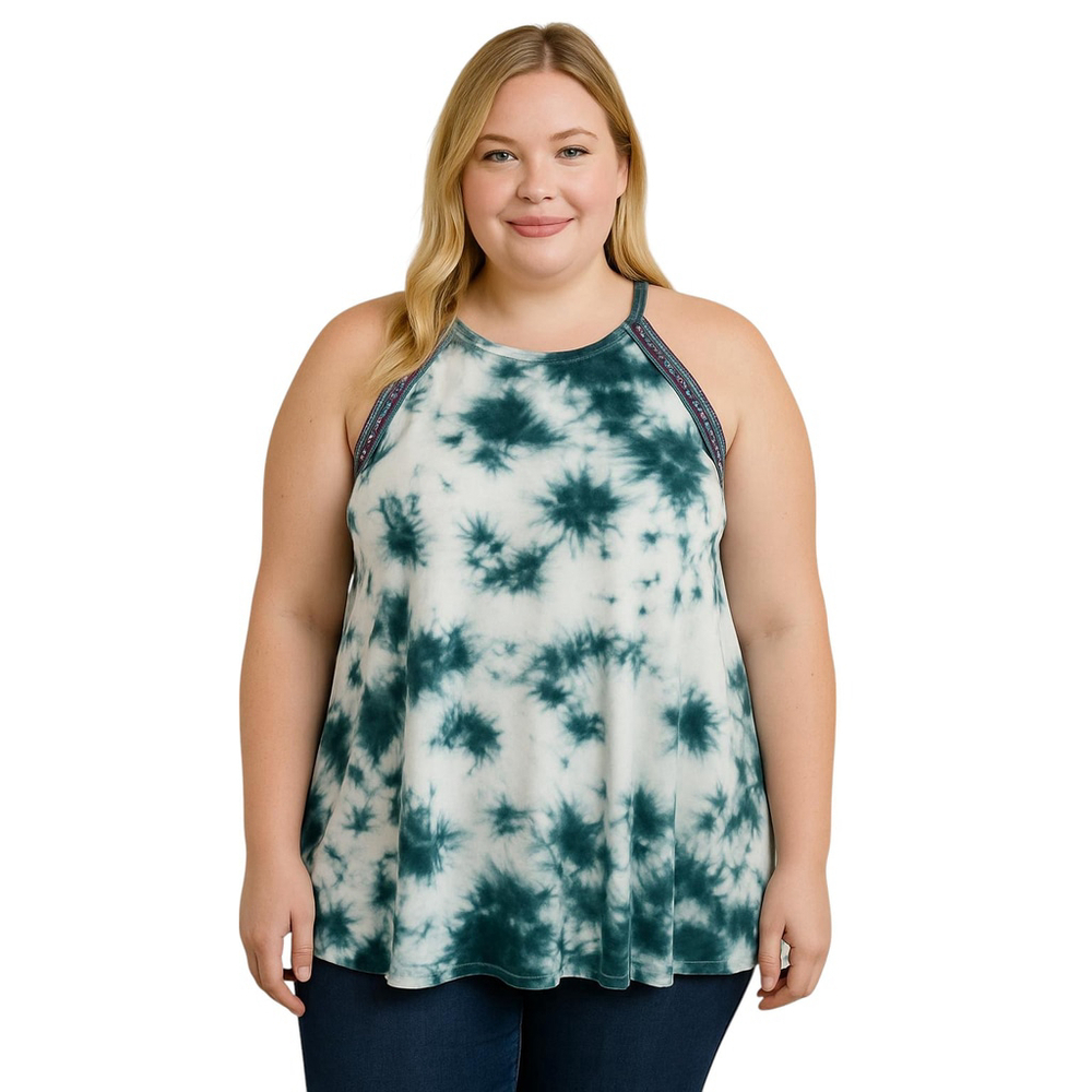 Torrid Tie Dye Tank Top Womens 1X Plus Size Blue Boho